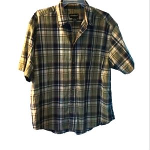 Eddie Bauer shirt, Men's XXL,  plaid button down, rustic brown, 100% cotton